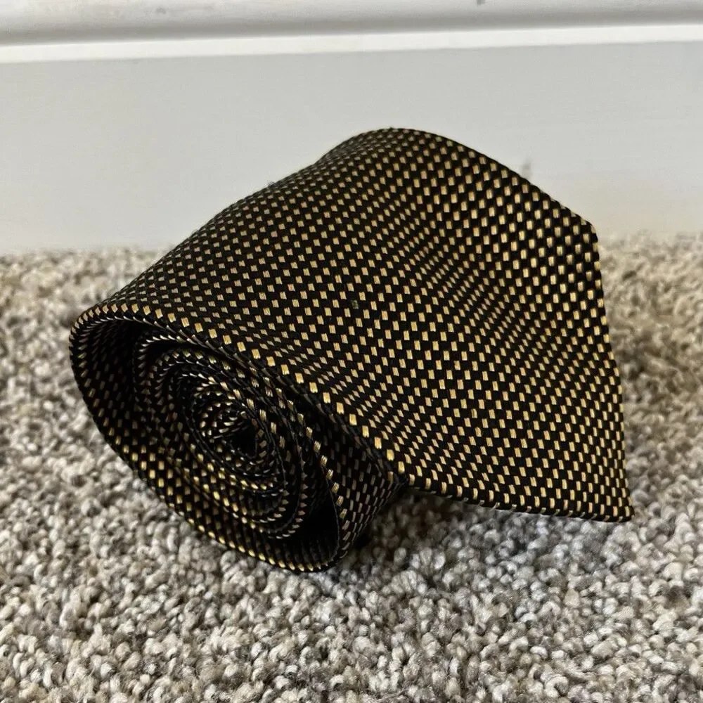 Charvet Place Vendome Yellow Tie - Yellow Black Cherckerboard silk french tie